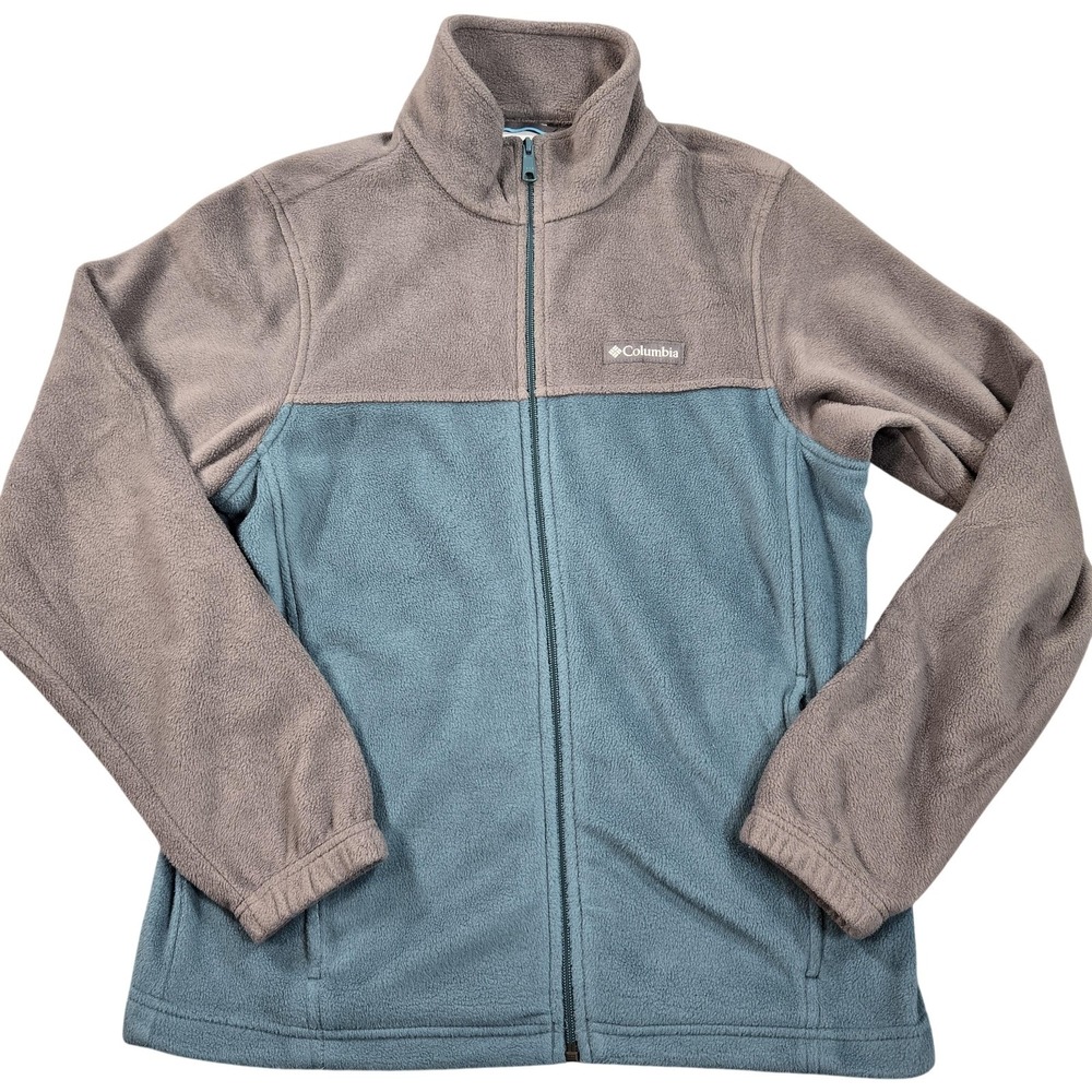 Columbia Jacket Mens Small Gray Blue Fleece Full Zip Hiking Outdoor XM6354